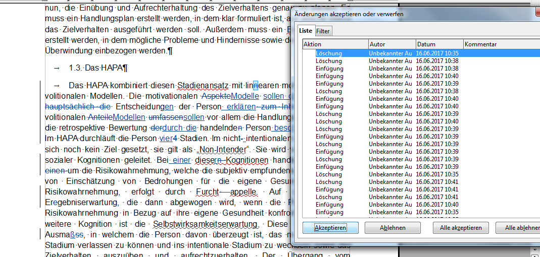 Wenn Sie auf "Akzeptieren" oder "Ablehnen" klicken, gelangen Sie zur nächsten Änderung.