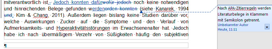 Der Open-Office-Korrekturmodus ermöglicht es auch, Kommentare in das Dokument einzupflegen.